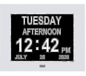 Reloj digital de demencia Calendario Reloj Día Fecha Reloj Pantalla grande Grande Claro Hora y fecha no abreviadas (xq) Blanco
