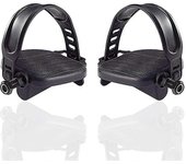 2 piezas / conjunto de pedales de bicicleta estática con correas de bicicleta estacionarias antideslizantes, negro
