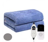 Manta térmica Oski Electric Throw - Manta eléctrica de calentamiento rápido de vellón acanalado suave con 9 niveles de calefacción