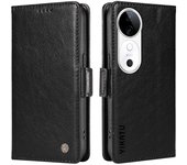 Para vivo V40 5G / S19 5G Funda de teléfono plegable de cuero con textura de litchi con soporte Negro