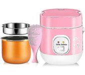 Joyy 1.2l Mini olla arrocera 2 capas vaporizador multifunción olla de cocina aislamiento eléctrico calefacción cocina recipiente de alimentos caja ...