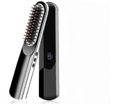 Wireless Men Quick Beard Straightener Peine Style Comb Lcd Multifuncional Cordless USB Charging Straightening Brush Negro EU