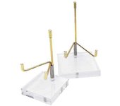2 piezas de soporte de pantalla de brazo de metal ajustable caballete con base de acrílico transparente para piedras preciosas Crystal Minera