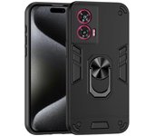 Para Motorola Edge 50 Fusion 5G Case PC+TPU Drop Defend Funda de Teléfono con Soporte de Anillo - Negro Multicolor Black