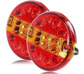 2pcs 12 / 24V Led luz redonda remolque luz trasera Hamburgo iluminación para caravana camión (rojo y ámbar, redondo)