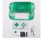 Colores de cristal para PSP3000 PSP 3000 3004 Carcasa de repuesto de la consola de juegos Estuche de cubierta de carcasa completa con kit de botone...