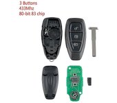 Llave remota inteligente para automóvil de 3 botones aptos para Ford Focus C-Max Mondeo Kuga Fiesta B-Max 433MHZ Negro