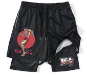 Hanma Baki Anime Gym Shorts Black For Men 2 In1 Mesh Quick Dry Board Shorts Mens Bodybuilding Fitness Running Short Pants Summer Black7 5XL