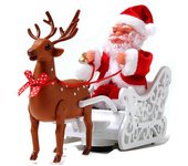 Carro de ciervo eléctrico de Papá Noel Navidad Papá Noel en juguetes de trineo Decoraciones navideñas con música Adornos de la figura de Papá Noel ...