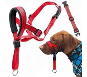 Cabestro de cabeza de perro con correa de seguridad, collar de cabeza de perro con correa reflectante, collar de perro sin tirar ajustable para per...