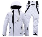 Chaquetas Y Pantalones De Esquí Snowboard Traje De Nieve Abrigo Cálido Con Capucha Impermeable A Prueba De Viento Aislado Blanco XL