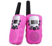 2pcs Niños Walkie Talkie Toy Niños Mini Radio Electrónica Interfono Transceptor de Mano de Largo Alcance Juguetes para Niños Niñas Regalo BEI Rosa