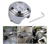 Reloj de manillar impermeable para montaje en motocicleta - Reloj de cuarzo universal para motocicletas Blanco plata