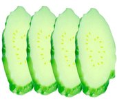 4 piezas de pepino artificial rodajas de pepino falso simulación de vegetales modelo de alimento realista Verde 6.50X3.00X0.50CM