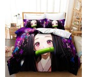 3D Anime Demon Slayer Ropa de cama Juego de cama King Size Manga Tanjirou Nezuko Figuras de acción Funda nórdica y almohadas para niños y niñas Sin...