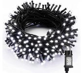 Cadena de luz de Navidad para interiores al aire libre, 20M 200 LED Cadena de luz eléctrica blanca fría 8 modos Luz LED impermeable para decoración...
