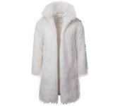 Abrigo largo de piel sintética para hombres Cuello de invierno Chaqueta de abrigo de ropa exterior Blanco M