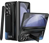 Para Samsung Galaxy Z Fold 5 Case con S Pen, pie de apoyo y protector de pantalla frontal, Hard PC Z Fold 5 Case Negro For Galaxy Z Fold 5