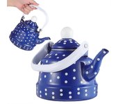 Hervidor de té vintage Tetera silbante Hervidor de té interior esmaltado para estufa Azul