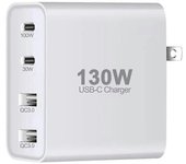 Cargador de escritorio USB tipo C de 130 W con protección contra cortocircuitos Cargador multipuerto para teléfono portátil C Blanco