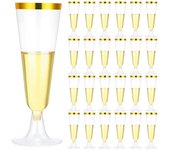 25 piezas de flautas de champán desechables de 150 ml, copas de champán transparentes, copas de tostado transparentes para fiestas de flautas de br...