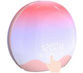 Luz de despertador del despertador del amanecer con control táctil, reloj despertador de doble cara para durmientes pesados, ser Rosa