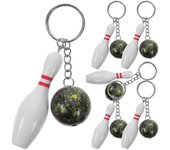 6pcs Bowling Pin Keychain Bola de bolos y Pin Keychain Bowling Regalos para niños y adultos Verde