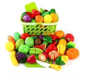 Los niños juegan a cortar la casa Frutas Juguetes para cortar verduras Juguetes para la educación temprana