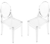 2 piezas 1/6 muebles de plástico de la silla de comedor para la muñeca Clear Ghost Chair