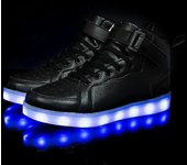 Zapatos de tablero de caña alta para hombres y mujeres Zapatos luminosos Zapatos de luz LED para niños Zapatos de panel de cuero de espejo Grandes ...