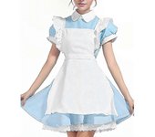 Traje azul de Alicia en el País de las Maravillas Disfraz de Halloween para mujer Vestido de sirvienta de fiesta Vestido de cuento de hadas con som...