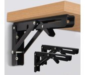 2 piezas de soportes de estantes plegables Banco de mesa triangular de metal de alta resistencia negro de 8 pulgadas Soporte de estante plegable, s...