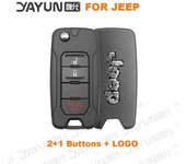 YAYUN 2 + 1 botones para Jeep Renegade 2015/6/7/8 Flip Remote Car Key Case con repuesto de cuchilla SIP22 sin cortar con logotipo 4A 2n1 Buttons Logo