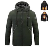 Chaqueta térmica para hombres, abrigo térmico, capucha desmontable, 4 zonas, sudadera con capucha impermeable impermeable para invierno, no -DGZD 4...