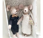 Pareja De Ratones De Boda En Caja Regalo De Año Nuevo De Navidad Hecho A Mano Lindo Ratoncito Niño Niña Con Caja De Regalo Muñeca De Costura De Alg...