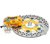 RPM 220mm Pinza de freno Disco 3 orificios Rotor Juego de discos 84mm Montaje radial 4 pistón Universal para Pitbike Street Bike Honda Yamaha Juego...
