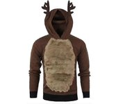 Hombres Navidad Sudadera con capucha Jumper Tops Navidad Rudolph Reno Jersey Jersey Café 2XL