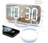 Reloj despertador ruidoso con agitador de cama para durmiente pesado, reloj despertador vibratorio dual con cargador USB para sordos con discapacid...