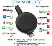El receptor de pantalla inalámbrico convierte 1080p HDMI Wifi Media Streamer Adapter Compatible con Chromecast, Youtube, Netflix, Hulu Plus, Airpla...