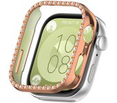 Para Huawei Watch Fit 3 Watch Case Diamond Decor Half Coverage Hollow PC Watch Protective Cover Galvanoplastia Oro Rosa
