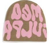 Gorros, letras Print Gorros Mea Y2k Gorros, sombrero para mujeres hombres, gorros holgados y gorros de punto para unisex (blanco y negro) polvo de ...