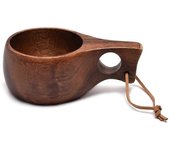 Finlandia Kuksa Taza de café portátil Mango de madera de acacia Gancho de cuerda de piel de vaca Taza de leche de jugo Taza de café para beber Vaji...
