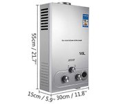 Redkid Calentador de agua de propano sin tanque Calentador de agua a pedido de propano 4.8GPM 36 KW de acero inoxidable apto para uso doméstico en ...