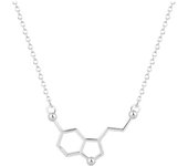 Heyone Collar colgante de molécula de serotonina de plata,joyería de química orgánica para amantes de la ciencia,regalo para un estudiante de cienc...