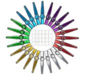 24-pack Kazoos de metal con 24 piezas Kazoo flauta diafragmas 6 colores, buen compañero para ukelele, violín