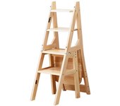 Escalera de tijera plegable Silla Escalera Taburete Estante para sala de estar, dormitorio, exterior de madera 34cmx38.5cmx87cm