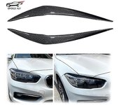 Para BMW F20 F21 Serie 1 116i 118i 120i 125i M135i M140i 2015-2019 Faro delantero ceja párpado lámpara cejas claras carbono brillante Negro brillante
