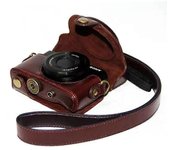 Funda de cuero PU retro para Sony DSC-RX100 VII M7RX100II M2 RX100 M3 RX100III M4 M5 M5A M6 Buttom Case Strap Bandolera Café oscuro