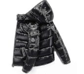 Chaqueta de plumas brillante Chaqueta de invierno Chaqueta de plumón con cuello alto con capucha tw negro XL
