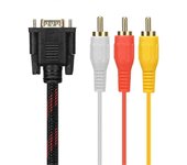 Cable adaptador, cable rca Cable de audio RCA Cable Vga a Av Cable de 15 pines a 3 Adaptador de cable Rca Audio Av para negro